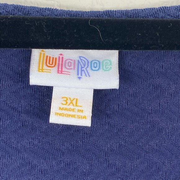 Lularoe Women's Blue Textured Stretch Fit and Flare Half Sleeve Nicole Dress 3XL - Picture 3 of 5